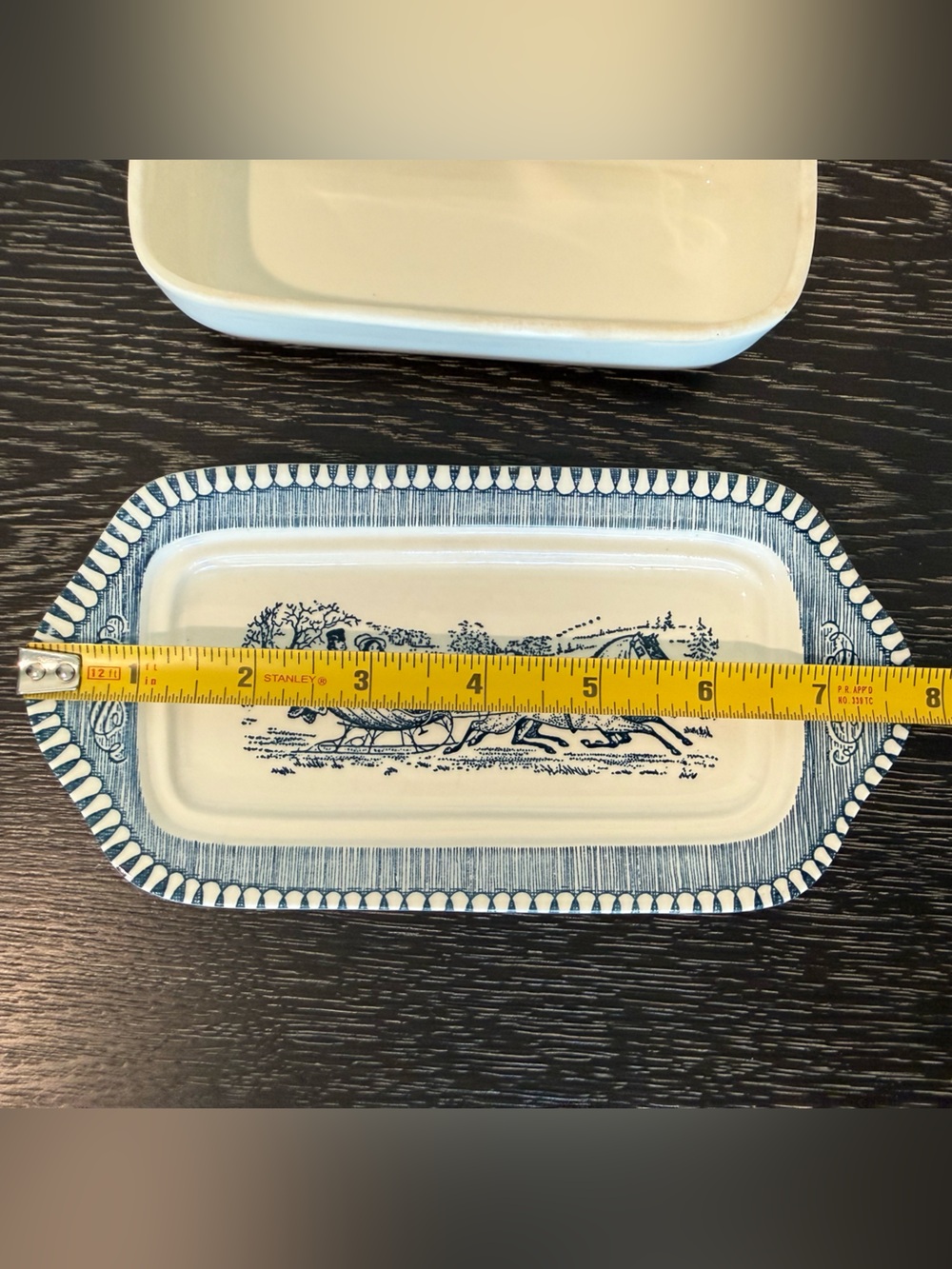 Royal China CURRIER & IVES PATTERN 2 pc Butter Dish MADE IN USA - Picture 5 of 5